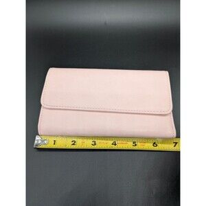 Joy Susan Pink Solid Snap Flap Folding Wallet Clutch Credit Card Slots